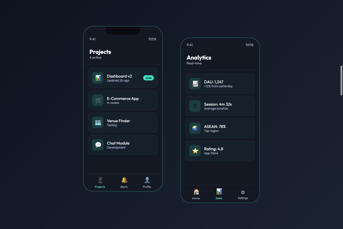iOS and Android mobile app development mockups